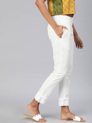 White plain cotton trousers 3
