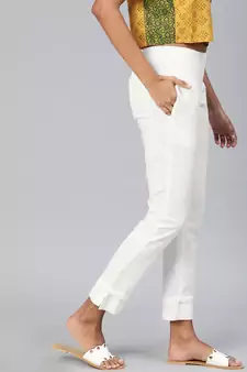 White plain cotton trousers