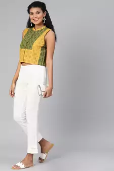 White plain cotton trousers