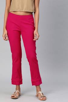Pink plain cotton trousers