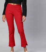 Red plain cotton trousers