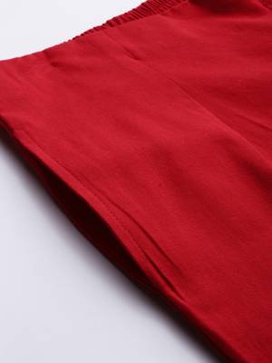 Red plain cotton trousers 4