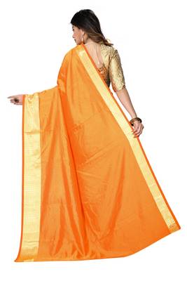 Dark yellow woven art silk saree with blouse 2