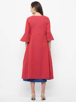 Blue embroidered cotton ethnic-kurtis 2