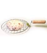 Stainless Steel Wooden Handle Roasting Net,Wire Roaster,Roaster,Cooking Rack for Chiken Grill,Roti Grill,Papad Grill
