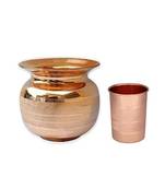 Pure Copper Lota/Kalash Ayurvedic Water Drinking Lota (800 Ml) with Free Copper Glass