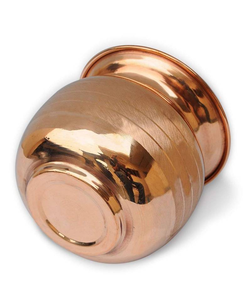 Pure Copper Lota/Kalash Ayurvedic Water Drinking Lota (800 Ml) with Free Copper Glass