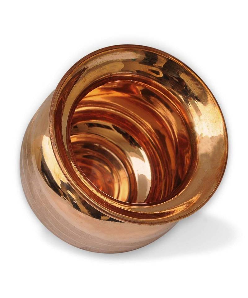Pure Copper Lota/Kalash Ayurvedic Water Drinking Lota (800 Ml) with Free Copper Glass