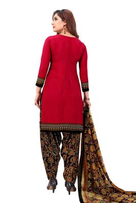 Multicolor Printed Crepe Unstitched Salwar With Dupatta 5