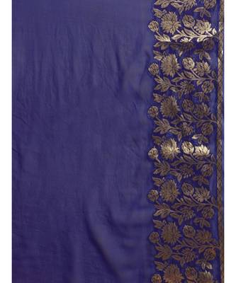 blue woven Georgette saree with blouse 3