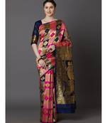 blue Woven Silk Blend saree with blouse