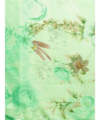 Green Printed cotton saree with blouse 3