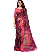 Magenta plain brasso saree with blouse
