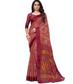 orange plain brasso saree with blouse