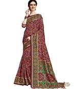 Maroon Printed Art Silk saree with blouse