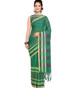 Green printed Silk Blend saree with blouse
