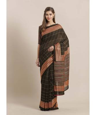 Green Printed Georgette saree with blouse 1