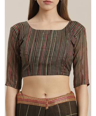 Green Printed Georgette saree with blouse 4
