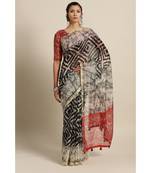 Black Printed Cotton saree with blouse