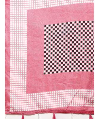 Pink Printed linen saree with blouse 4