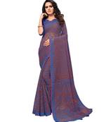 brown Woven Brasso saree with blouse