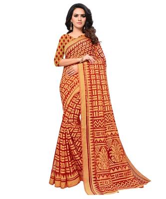 red Woven Brasso saree with blouse 1
