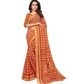 red Woven Brasso saree with blouse