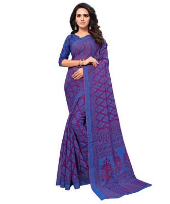 blue Woven Brasso saree with blouse 1