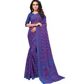 blue Woven Brasso saree with blouse