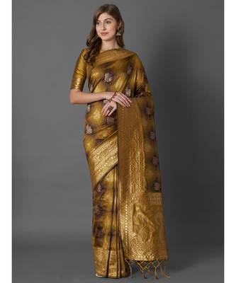 green Woven Art Silk saree with blouse 1