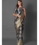 Grey Woven Art Silk saree with blouse