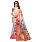 Multicolor plain Art Silk saree with blouse