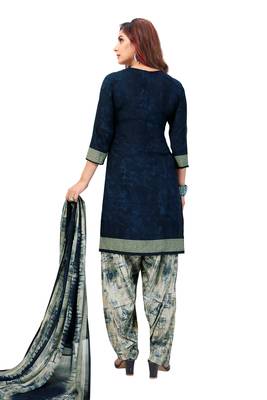 Blue printed crepe salwar 4