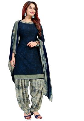 Blue printed crepe salwar 5