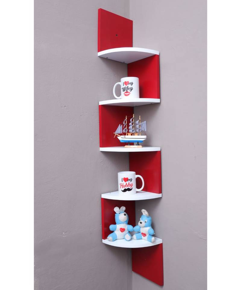 multicolor ZIG ZAG WALL MOUNT RACK SHELF WOOD WORLD 3275929