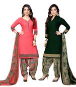 multicolor floral print crepe unstitched salwar with dupatta