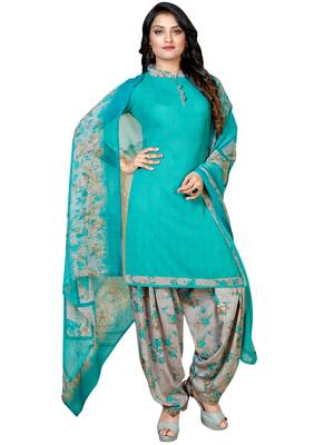 multicolor floral print crepe unstitched salwar with dupatta 2
