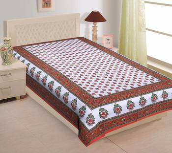 TEXSTYLERS Pure Cotton 200 TC Jaipuri Printed Single Bedsheet 1