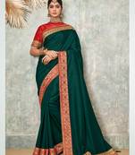 Green Embroidered Art Silk Saree With Blouse