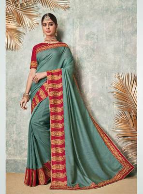 Grey Embroidered Cotton Silk Saree With Blouse 1