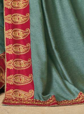Grey Embroidered Cotton Silk Saree With Blouse 4