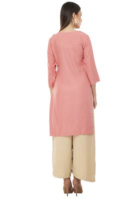 Peach embroidered cotton kurtas-and-kurtis 2