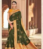 Green Embroidered Art Silk Saree With Blouse