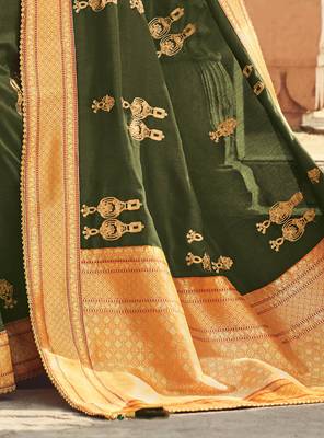Green Embroidered Art Silk Saree With Blouse 4