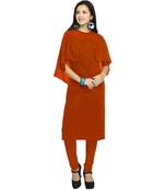 Orange embroidered georgette kurtas-and-kurtis