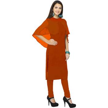 Orange embroidered georgette kurtas-and-kurtis 3