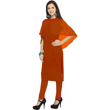 Orange embroidered georgette kurtas-and-kurtis 4