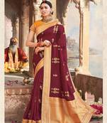 Red Embroidered Art Silk Saree With Blouse