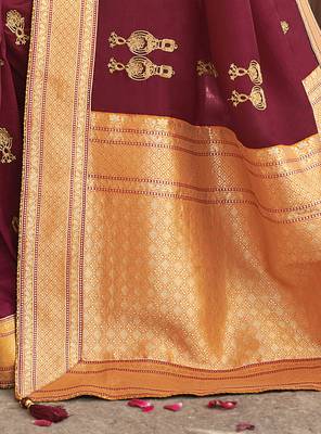 Red Embroidered Art Silk Saree With Blouse 4