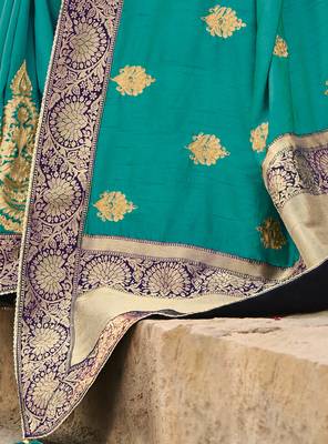 Blue Embroidered Art Silk Saree With Blouse 2